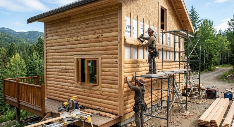 Log Siding Installation in Cornish, ME